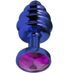 Метално дилдо Butt Plug с оребрение "BLUE HONEY PURPLE" 7 см. Размер - S