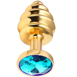 Метално дилдо Butt Plug с оребрение "GOLD HONEY MARE" 9 см. Размер - L