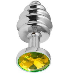Метално дилдо Butt Plug с оребрение "SILVER HONEY LEMON" 8 см. Размер - M