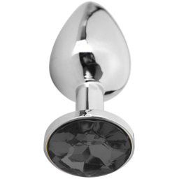 Метално дилдо Butt Plug "SILVER CRYSTAL BLACK" 7 см Размер-S
