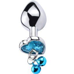 Метално дилдо Butt Plug с каишка "POSTER HEART BLUE" 7 см. Размер-S