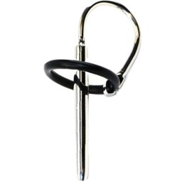 Стоманен пенис плъг със силиконови рингове "STEEL DINO" 7.5 см