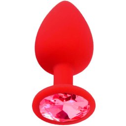 Силиконов Butt Plug с бижутерия "X FUN LIGHT PINK" 8 см. Размер - М