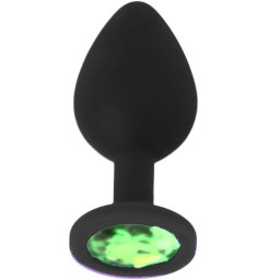 Силиконов Butt Plug с бижутерия "X FUN BLACKED LIGHT GREEN" 8 см. Размер - M