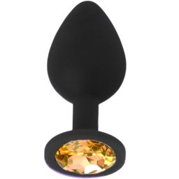 Силиконов Butt Plug с бижутерия "X FUN BLACKED DARK YELLOW" 8 см. Размер - M