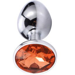 Метално дилдо Butt Plug "SILVER CRYSTAL ORANGE" 8 см. Размер-M