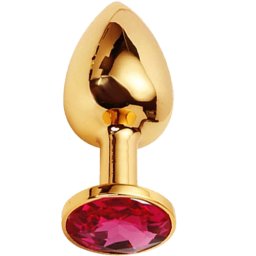 Метално дилдо Butt Plug "GOLD CRYSTAL ROSE" 9 см. Размер - L