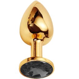 Метално дилдо Butt Plug "GOLD CRYSTAL BLACK" 9 см. Размер - L