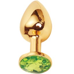 Метално дилдо Butt Plug "GOLD CRYSTAL LIME" 9 см. Размер - L