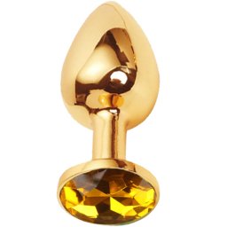 Метално дилдо Butt Plug "GOLD CRYSTAL YELLOW" 9 см. Размер - L