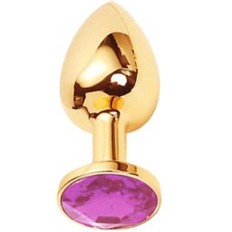 Метално дилдо Butt Plug "GOLD CRYSTAL LIGHT PURPLE" 8 см. Размер - М