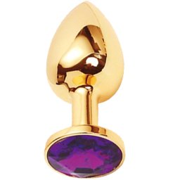 Метално дилдо Butt Plug "GOLD CRYSTAL PURPLE" 8 см. Размер - М