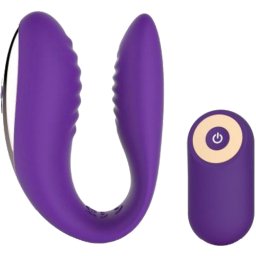 Луксозен вибратор и стимулатор за двойки "LOVE NEST PURPLE" 10 см