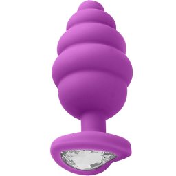 Анален Butt Plug Медицински силикон с бижутерия "RIBBED DIAMOND PURPLE" 7 см