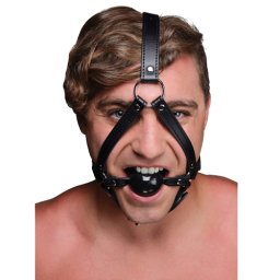 Топка за уста с отвори и кожен ограничител за лице "JUJU BLACK"