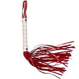 Кожен камшик - аксесоар "BICCI RED WHITE" 40 см