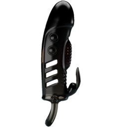 Вибриращ пенис удължител и удебелител с клитор стимулатор и пристегач "SLOANE BLACK" 19 см