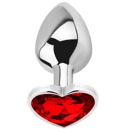 Метално дилдо Butt Plug "SILVER RED SCARLET" 8 см. Размер-M