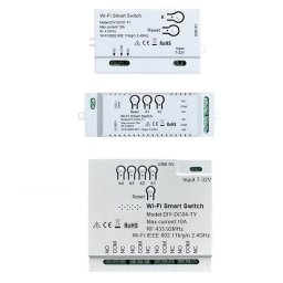 WiFi+RF Нисковолтово Реле Превключвател Tuya 1/2/4 Канала DC7-32V USB 5V 10A