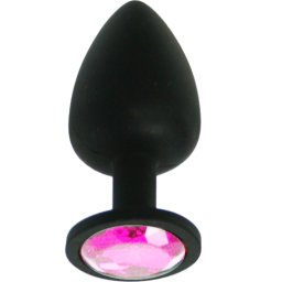 Силиконов Butt Plug с бижутерия "X FUN BLACKED ROSE PINK" 8 см. Размер - M