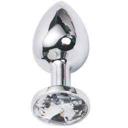 Метално дилдо Butt Plug "SILVER CRYSTAL CLEAR" 8 см. размер-M