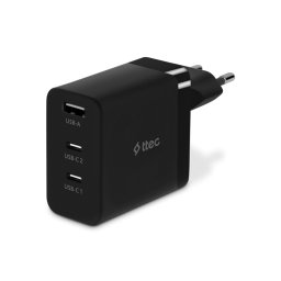 Зарядно 220V ttec SmartCharger Trio GAN 65W PD Travel Fast Charger 2 USB-C+USB-A - Черно
