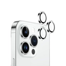 Стъклен протектор за камера за Apple iPhone 15 Pro/15 Pro Max Silver