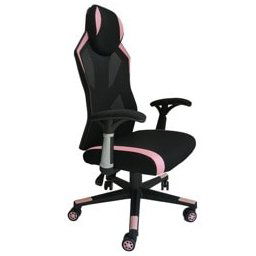 Геймърски стол RFG Soft Game, до 120 кг. макс тегло, текстил/меш, коригиране височина, газов амортисьор, черен/розов