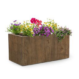 Blumfeldt Timberflor, саксия за цветя, 80 x 40 x 40 см, фибростъкло, интериор и екстериор, кафяво (GDW11-Timberflor8040)