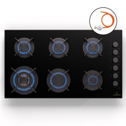 Klarstein Goldflame 6, газов плот, самостоятелен, 6 горелки, странично управление, газ/пропан, керамика, черен (CP11-Goldfl-6BK-S.C)