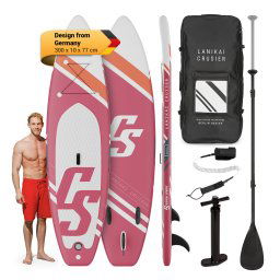 Capital Sports Lanikai Cruiser 9.8, надуваем падъл борд, комплект със SUP дъска, 305 х 77 х 10 (WTR1-LaniCru9,8Red)