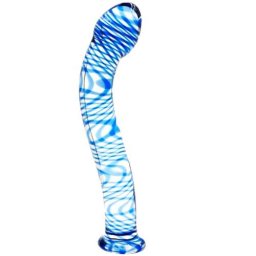 Стъклено дилдо за G-точка "DEEP BLUE GLASS" 18 см