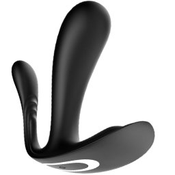 Троен вибратор и стимултор за G-точка "SATISFYER TOP SECRET PLUS BLACK" с Мобилно приложение
