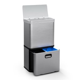 Klarstein Touchless, сензорен кош за отпадъци, 60 л, неръждаема стомана, плавно затваряне, захранване с батерии, LED дисплей, таймер (KG30-56l-ss)