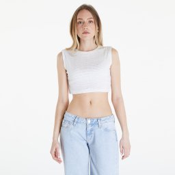 Calvin Klein Jeans Aop Cropped Tank Top Warp Logo White M