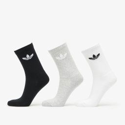 adidas Trefoil Cushion Crew Sock 3-Pack White/ Medium Grey Heather/ Black L