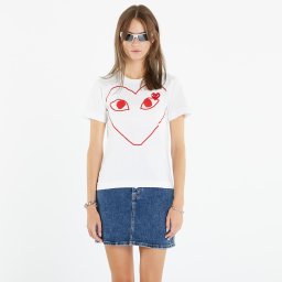 Тениска Comme des Garçons PLAY Heart Logo Short Sleeve Tee White L