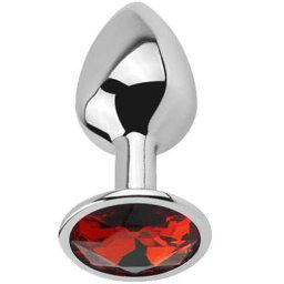 Метално дилдо Butt Plug "SILVER RED RUBBY" 8 см. Размер-М