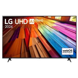 LG 55UT80003LA, 55" 4K UltraHD TV 4K (3840 x 2160), DVB-T2/C/S2, webOS 24 Smart TV, ThinQ AI, Alpha 5 AI 4K Gen7, WiFi, HDR10 pro, HLG, ALLM/HGiG, AI Upscaling, AI Sound(Virtual 9.1.2 Up-mix), AirPlay, Quick Card, HDMI eARC, CI, LAN, USB, Bluetooth, 2 Po,