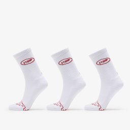 Чорапи Footshop Basic Crew Socks 3-Pack White (Red Logo) 43-46