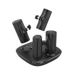 Зарядна станция ProMate DELTAPACK Power Bank charging dock w/ 4 x 5000mAh Mini Power Banks, 20W USB-C Output Plug and USB-C input/output - Черна