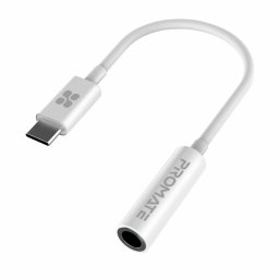 Адептер ProMate AUXLINK-C, Type-C to 3.5mm AUX Adapter, 12cm - Бял