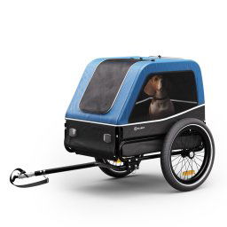 KLARFIT Goldie S, ремарке за велосипед за кучета, 130 л, за малки/средни кучета, полиестерна мрежа, капаци на прозорците (CST1-KF-GDI-B)