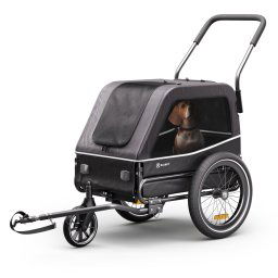 KLARFIT Goldie S, ремарке за велосипед за малки/средни кучета, полиестерна мрежа, капаци на прозорците (CST1-KF-GDIH-DG)