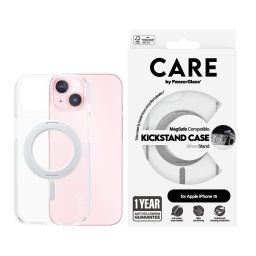 Гръб CARE by PanzerGlass за iPhone 15 Feature Silver Kick+MagSafe - Прозрачен