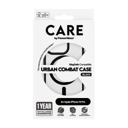 Гръб CARE by PanzerGlass за iPhone 15 Pro, Flagship, Black MagSafe, Черна рамка