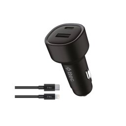 Зарядно 12V ttec SmartCharger Duo PD 48W Vehicle Fast Charger USB-C+USB-A - USB-C-Lightning Cable - Черно