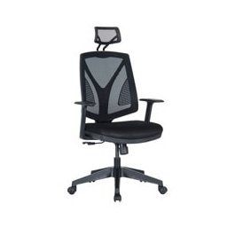 Директорски стол RFG Joy 004 HB, до 120кг. макс тегло, меш дамаска, алуминиева база, опора за глава, лумбална опора, заключване в работна позиция, черен