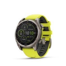 Garmin Fenix 8 - 51 мм Solar, Sapphire - Titanium с Amp Yellow/Graphite силиконова каишка