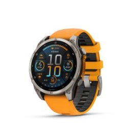 Garmin Fenix 8 - 47 мм, AMOLED, Sapphire - Titanium с Spark Orange/Graphite силиконова каишка